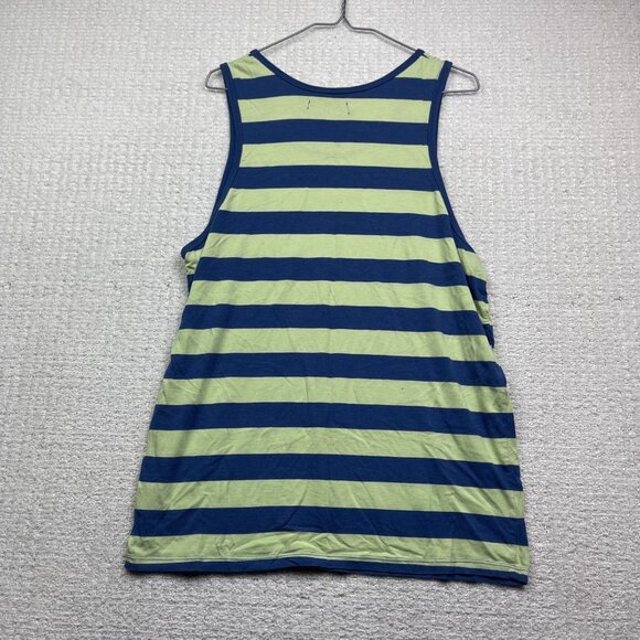 Y2K Volcom Tank Top Striped Blue / Mint Green Skate Surf Men Sz L Beach Summer - Picture 10 of 10